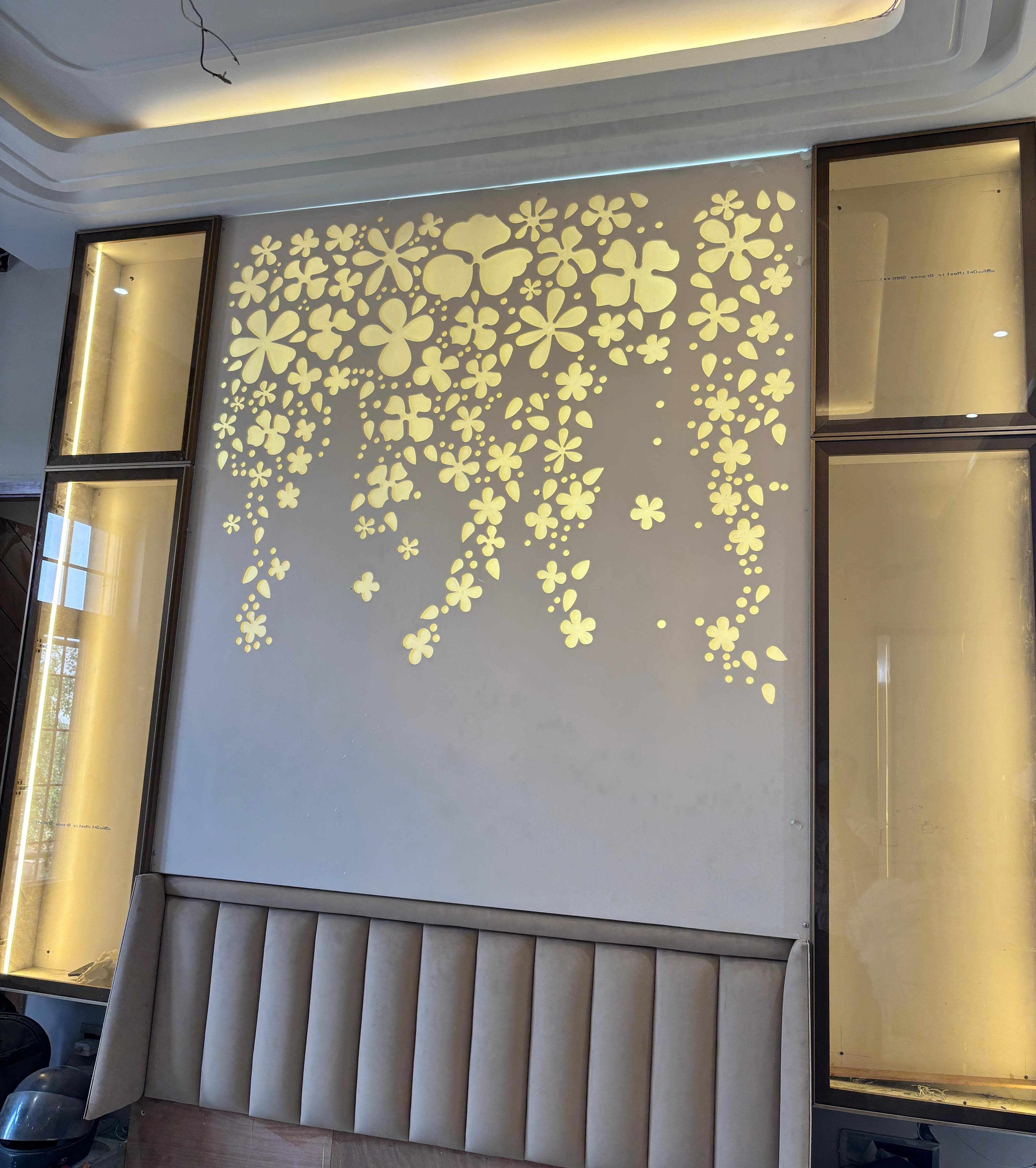 Floral Backlit Headboard Wall